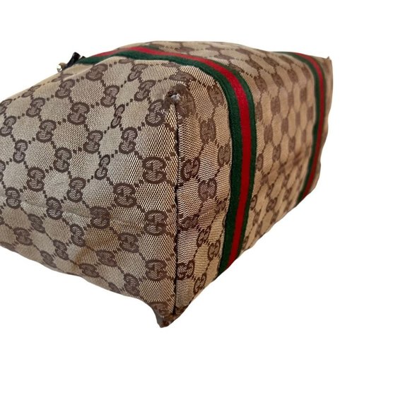 Authentic Gucci Shoulder Bag Brown Canvas Used GG Handbag Vintage - Picture 5 of 13